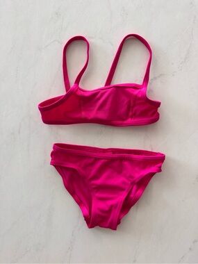 DECATHLON Solid purple Bikini Set 2pc Kids girls Size 4 Regular Strap Bikini Top